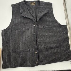 Wyoming Traders Banker's Vest XL Grey Pinstripe 100% Virgin Wool Western Cowboy